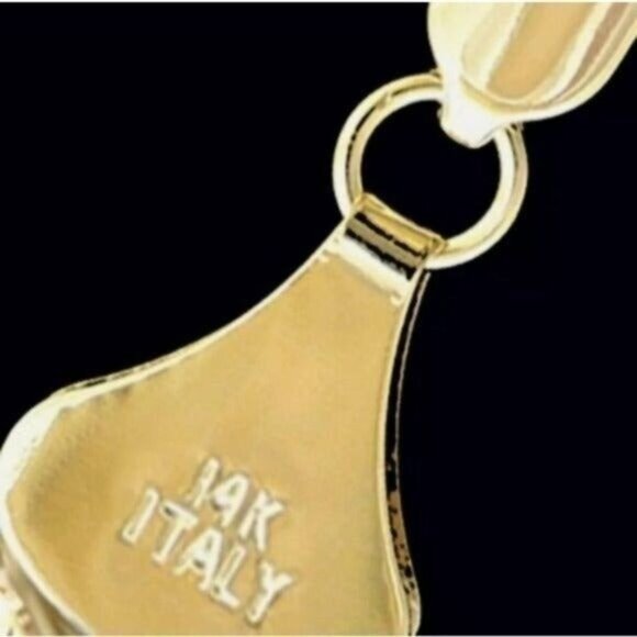 14kt stamped gold Bonded chain herringbone necklace 24 inch length feminine - Picture 2 of 2